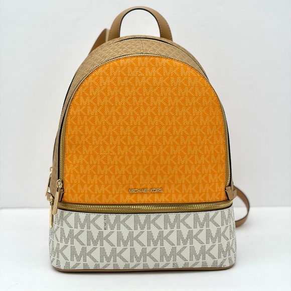 Michael Kors Rhea Medium Color-Block Signature Logo Backpack - Picture 12 of 14